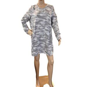 Athleta Balance Dress Printed Camo Lux Grey Long Sleeve Pockets Mini Womens XL